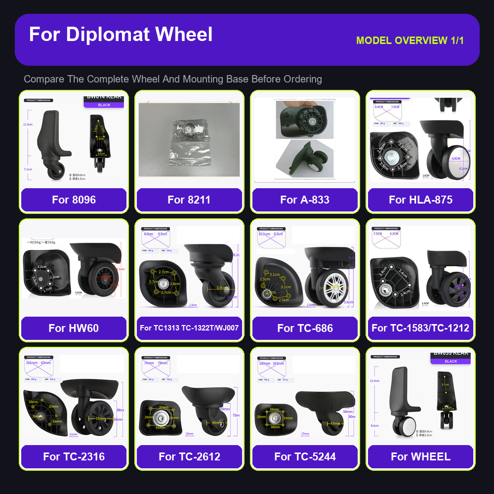 Heavy Duty Luggage Replacement - огляд і ціна Silent Replacement Luggage Wheels
