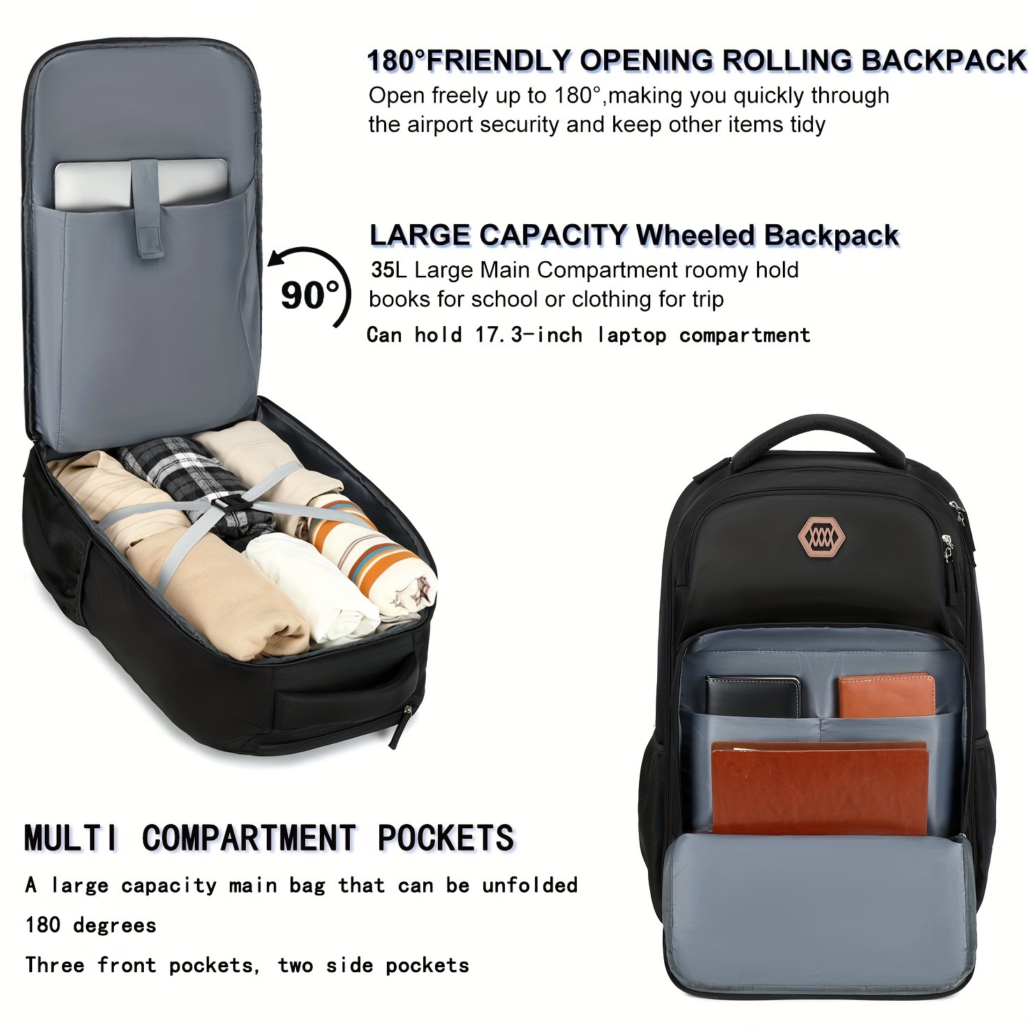 40L Rolling Laptop Backpack Bu - огляд і ціна Foldable Rolling Luggage Bag