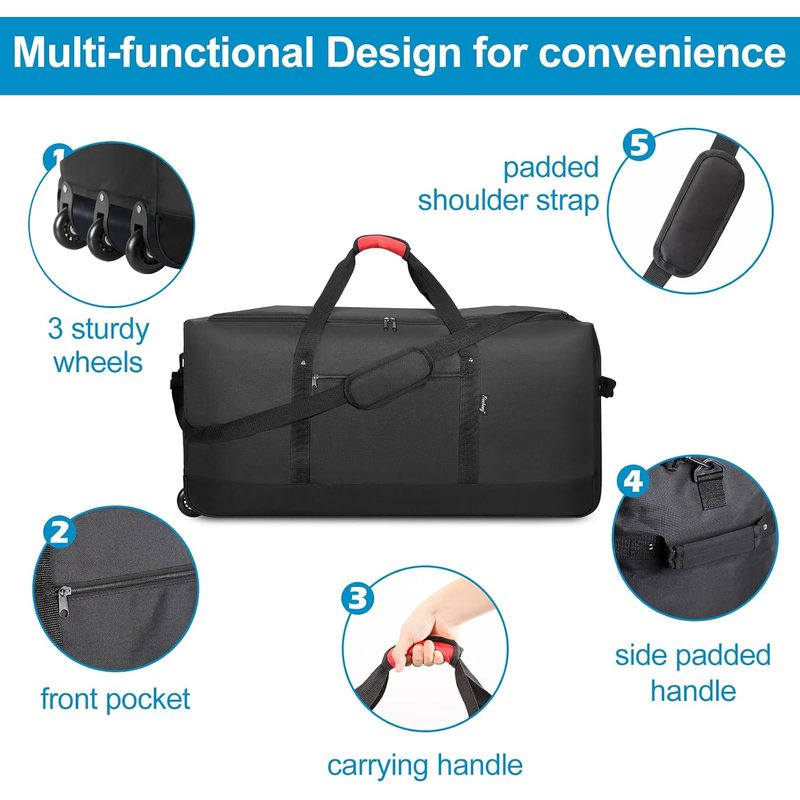 120L Foldable Rolling Duffel B - огляд і ціна Foldable Rolling Luggage Bag